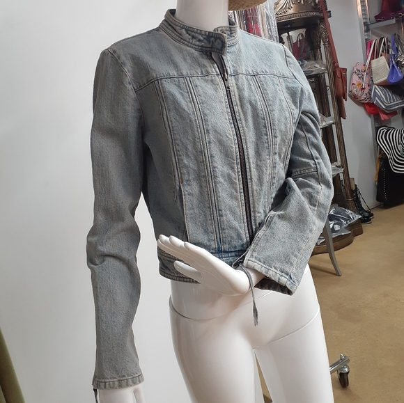 L*EXTRA 25% OFF* GAP Mandarin Collar Denim Jacket - Picture 1 of 12